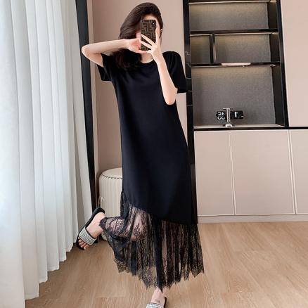 lace stitching black dress Jamie Black Floral Lace Stitching Dress